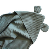 Waffle Weave Hooded Towel Sage Green