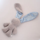Lilly 'n Jack Snuggle Bunny Grey Fleece with Blue Satin Ears
