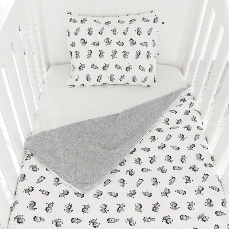 Cot Duvet Cover Set 100% Cotton -Zany Zebra Duvet Covers Babes & Kids 