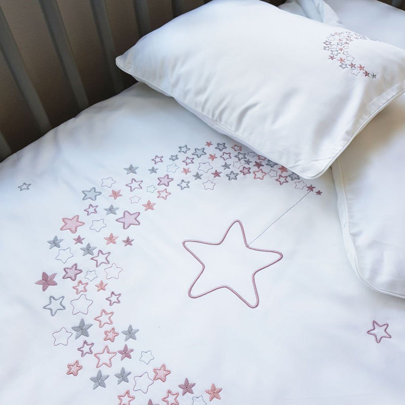 Egyptian Cotton Cot Duvet Cover Set -Starry Night Pink Duvet Covers Babes & Kids 