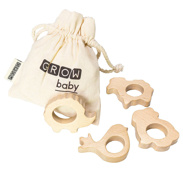 Farm Animal Teether Wooden Toys GroBaby 