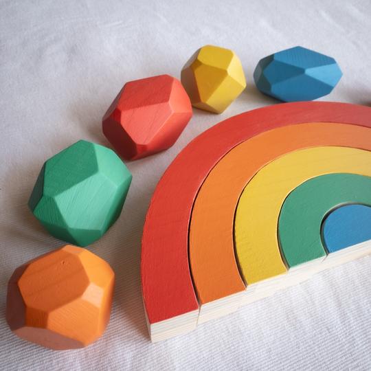 Gem Stacking | 10 Pieces Wooden Toys Liv Bespoke Bright 