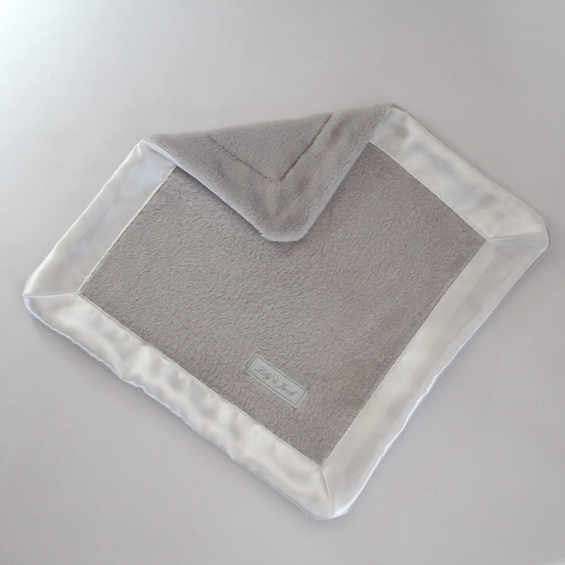 Lilly 'n Jack Snuggle Blankets Baby Bedding Lilly 'n Jack Grey Fleece White Satin 