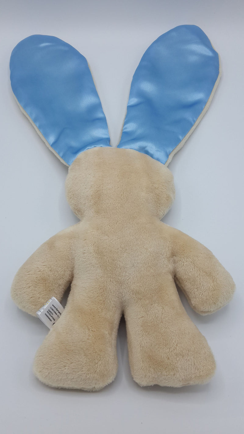 Lilly 'n Jack Snuggle Bunny Caramel Fleece with Blue Satin Ears
