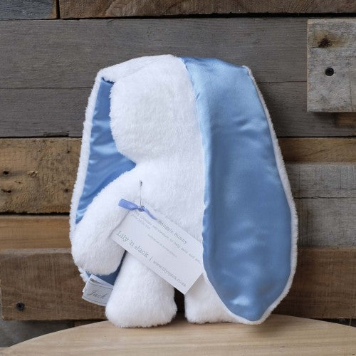 Lilly 'n Jack - Snuggle Bunny - White Fleece with Satin Ears Plushie Lilly 'n Jack White and Blue 
