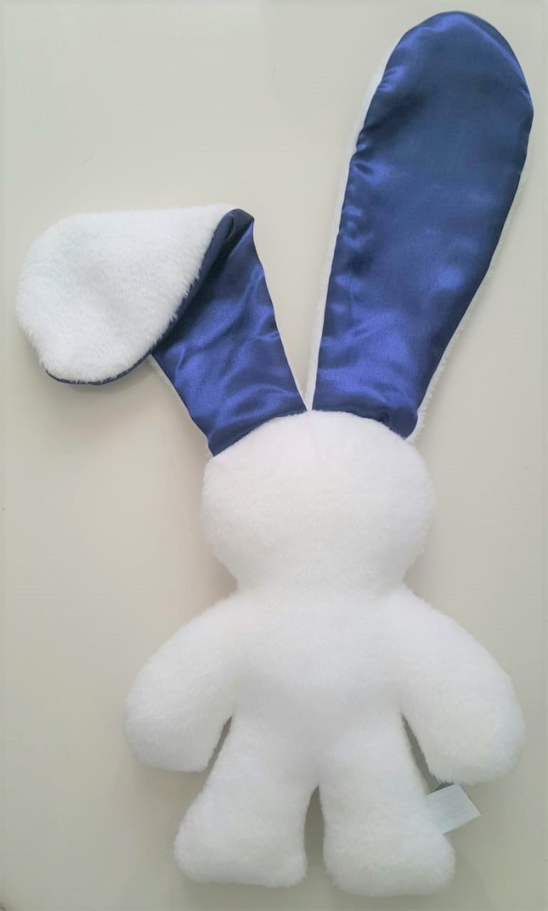Lilly 'n Jack - Snuggle Bunny - White Fleece with Satin Ears Plushie Lilly 'n Jack White and Navy 