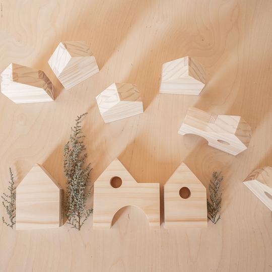 Little City Houses Large | 9 Pieces Wooden Toys Liv Bespoke 