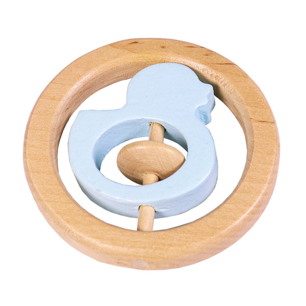 Round Duck Rattle Wooden Toys GroBaby Blue 