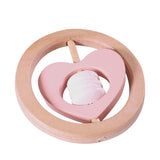 Round Heart Rattle Wooden Toys GroBaby Pink 