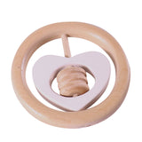 Round Heart Rattle Wooden Toys GroBaby White 