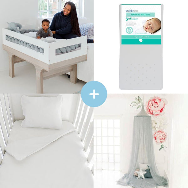 Toddler Room In A Box - Lia + Mattress + Bedding + Bumper + Tent Furniture The Happy Brand White Grey 