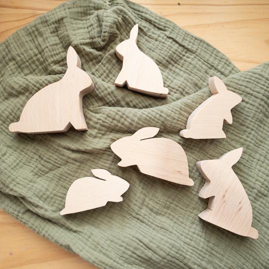Wooden Bunny | 6 Pieces Wooden Toys Liv Bespoke Plain 