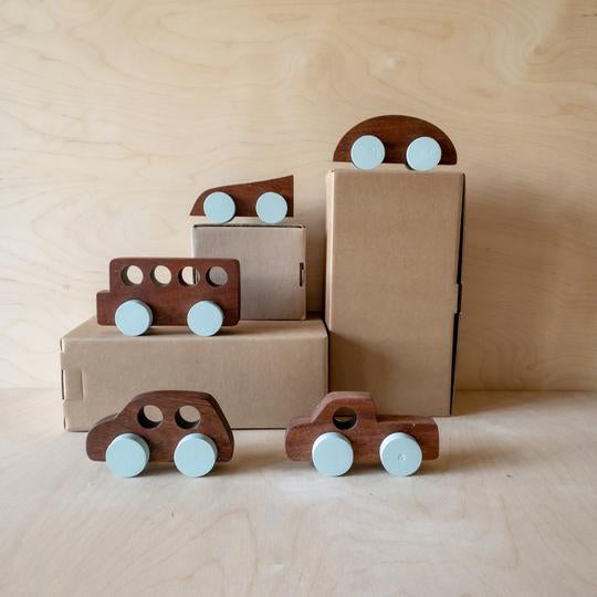 Wooden Car Set | 5 Pieces Wooden Toys Liv Bespoke Ocean Mist 