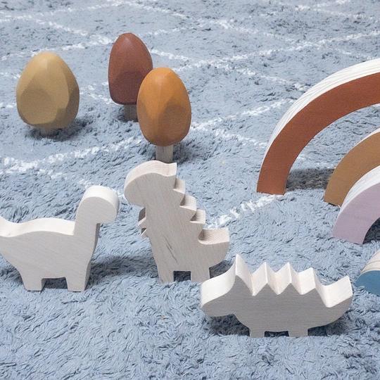 Wooden Dinosaur Set | 3 Pieces Wooden Toys Liv Bespoke 