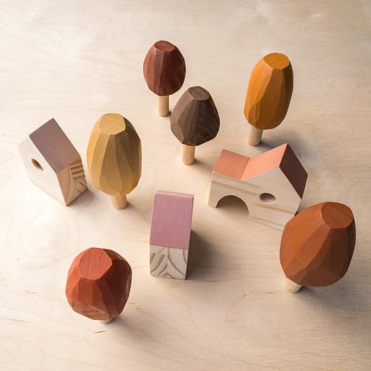 Wooden Gem Trees | 6 Pieces Wooden Toys Liv Bespoke Autum 